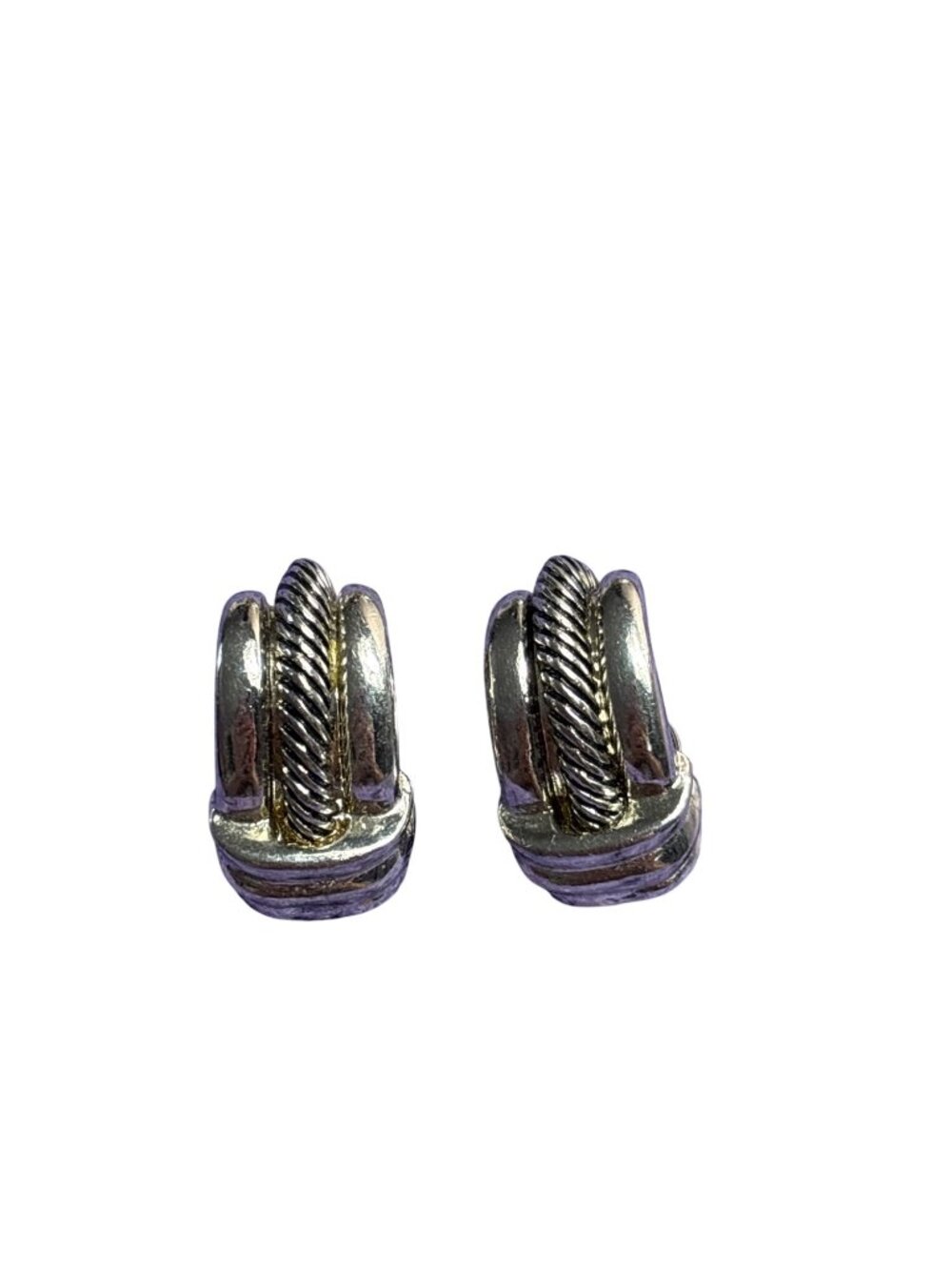 Textured Silvertone Clip On Earrings 1 inch
